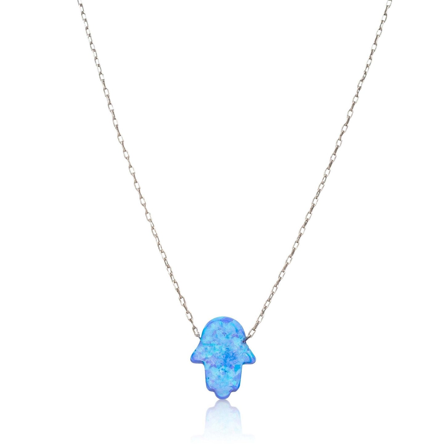 Blue Opal Hamsa Necklace | Protection Jewelry