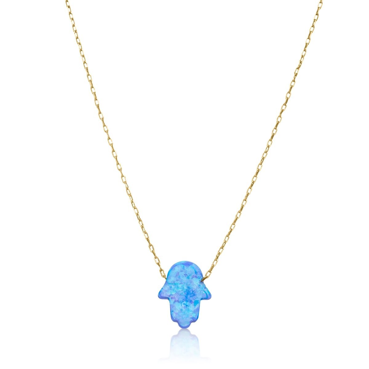 Blue Opal Hamsa Necklace | Protection Jewelry