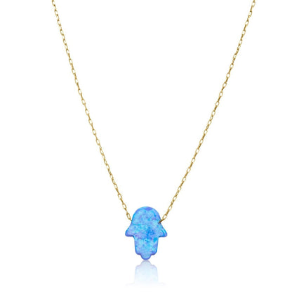 Blue Opal Hamsa Necklace | Protection Jewelry