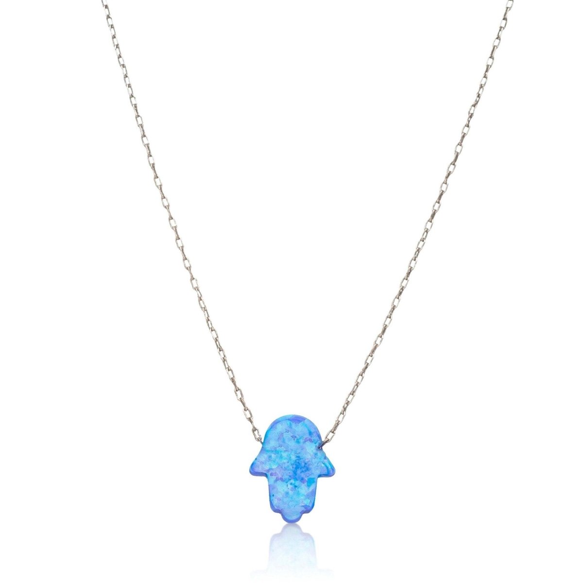 Blue Opal Hamsa Necklace | Protection Jewelry