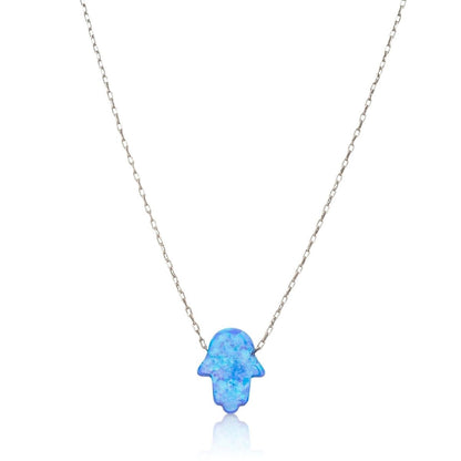Blue Opal Hamsa Necklace | Protection Jewelry