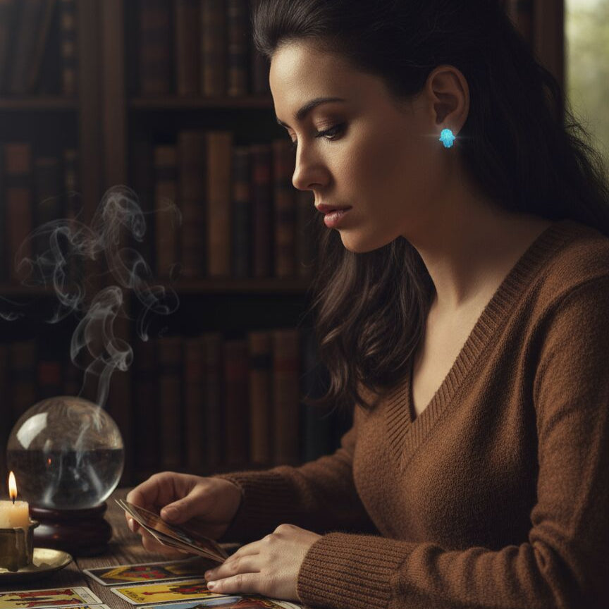 Opal Hamsa Earrings in Silver