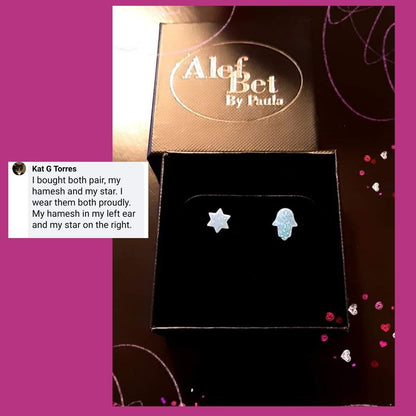 Blue Opal Star of David Earrings