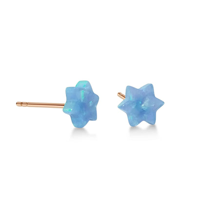 Blue Opal Star of David Earrings