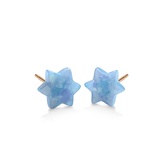 Blue Opal Star of David Earrings
