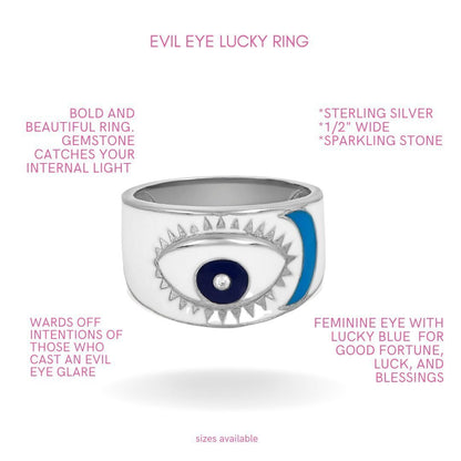 Bold Evil Eye Ring Handcrafted in Sterling Silver