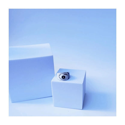 Bold Evil Eye Ring Handcrafted in Sterling Silver