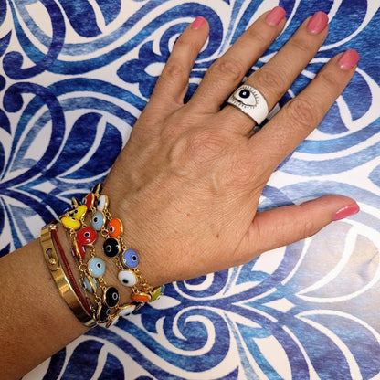 Bold Evil Eye Ring Handcrafted in Sterling Silver