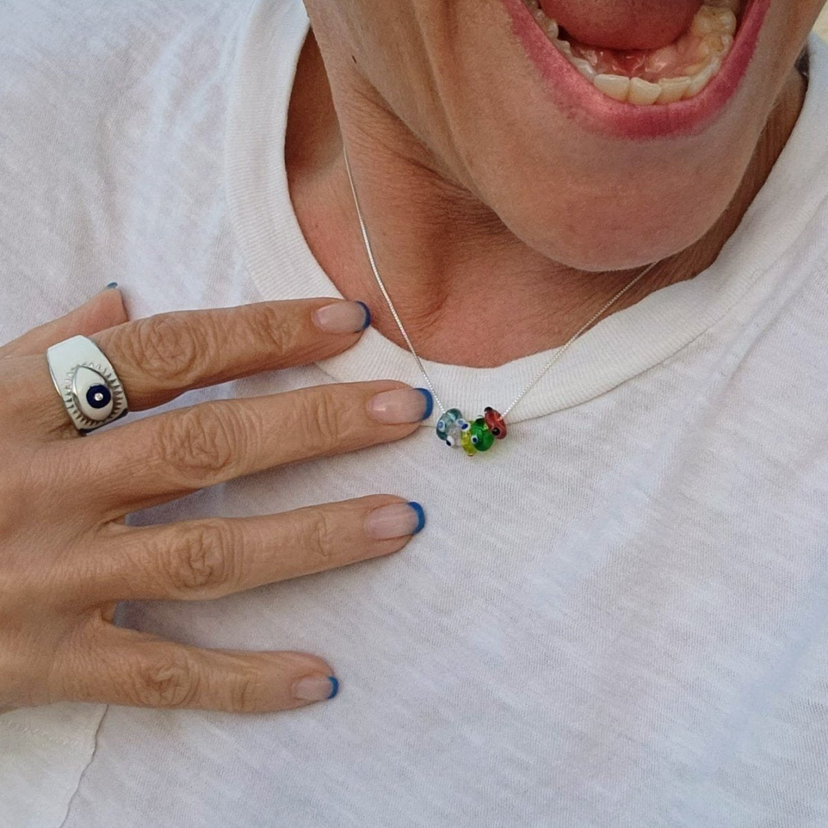 Bold Evil Eye Ring Handcrafted in Sterling Silver