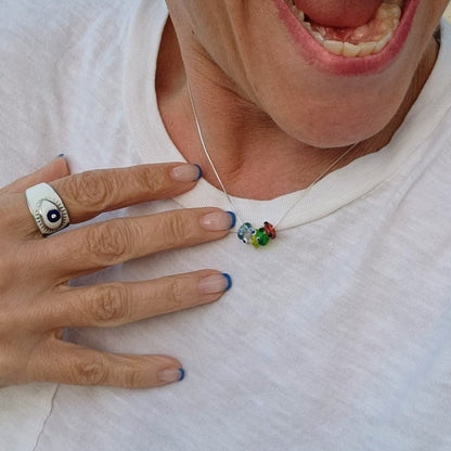 Bold Evil Eye Ring Handcrafted in Sterling Silver