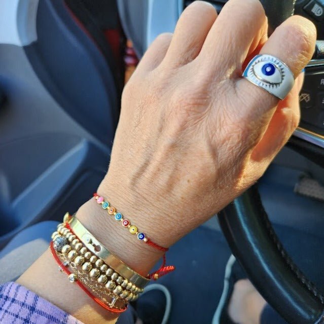 Bold Evil Eye Ring Handcrafted in Sterling Silver