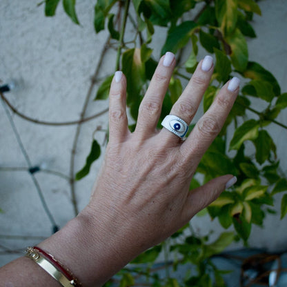Bold Evil Eye Ring Handcrafted in Sterling Silver