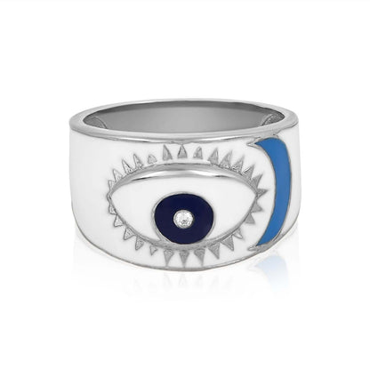 Bold Evil Eye Ring Handcrafted in Sterling Silver