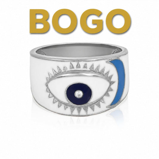 Bold Evil Eye Ring Handcrafted Sterling Silver 925 CZ Statement