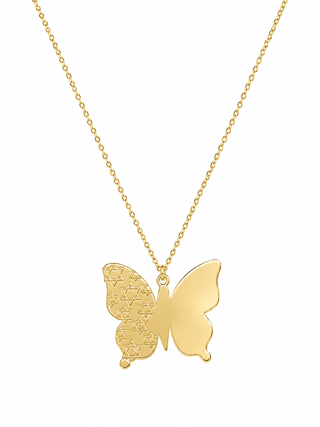Butterfly and Star of David Necklace for Freedom in 14k Gold Plated Sterling Silver