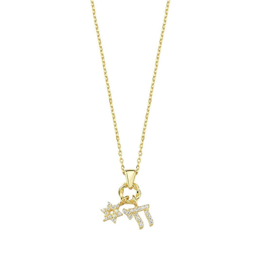 Chai and Star of David Jewish Cluster Necklace