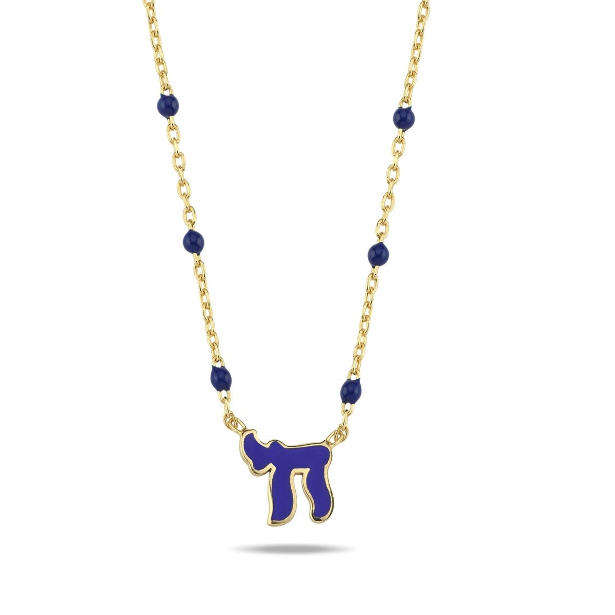 Chai Beaded Bracelet and Necklace Set in 14k Gold Plated Sterling Silver 925, matching color from wrist to neckline