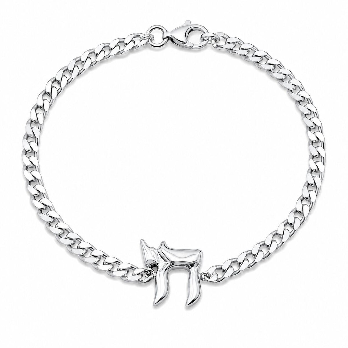 Chai Bracelet for Men | Sterling Silver 925 Curb Chain