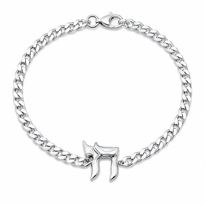Chai Bracelet for Men | Sterling Silver 925 Curb Chain