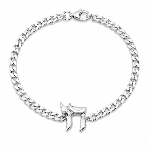 Chai Bracelet for Men | Sterling Silver 925 Curb Chain