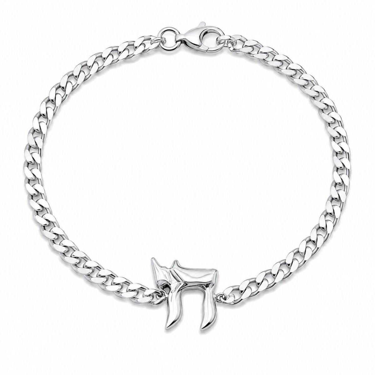 Chai Bracelet for Men | Sterling Silver 925 Curb Chain