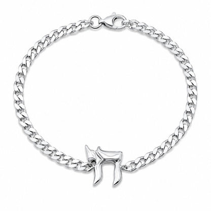 Chai Bracelet for Men | Sterling Silver 925 Curb Chain