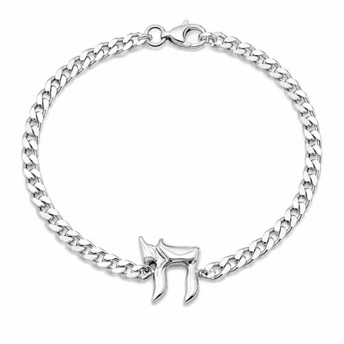 Chai Bracelet for Men | Sterling Silver 925 Curb Chain
