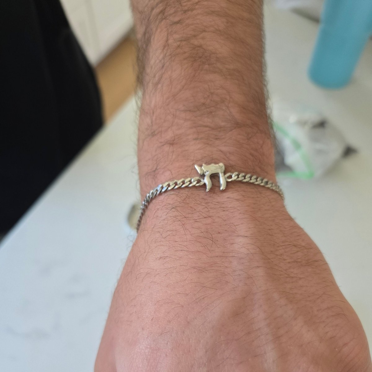 Chai Bracelet for Men | Sterling Silver 925 Curb Chain
