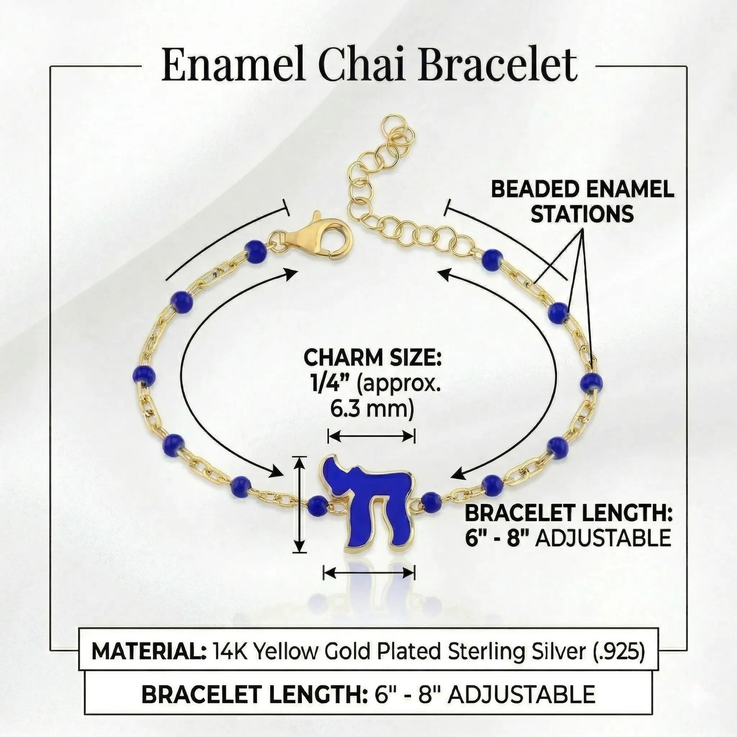 Chai symbol bracelet with cheerful multicolor beaded strands and adjustable closure by Alef Bet