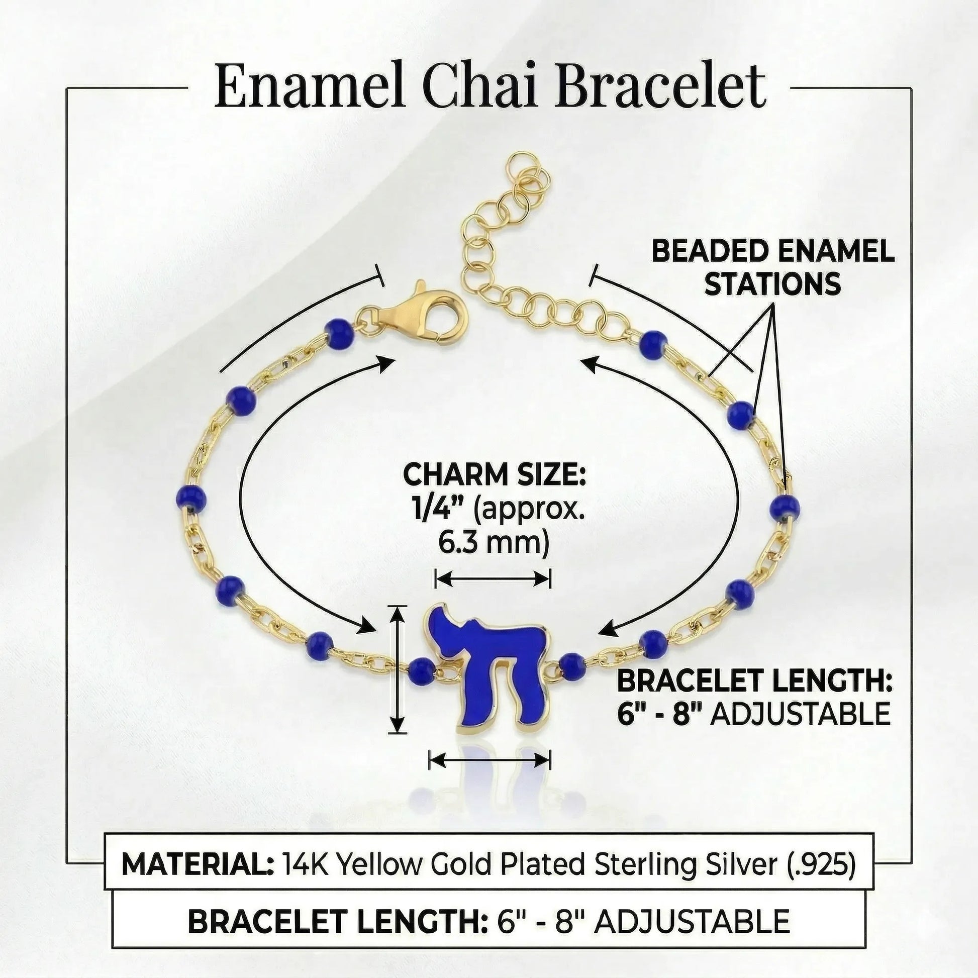 Chai symbol bracelet with cheerful multicolor beaded strands and adjustable closure by Alef Bet