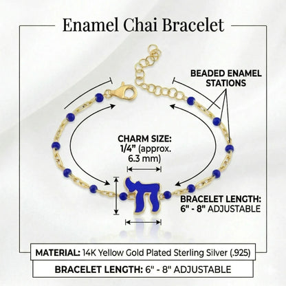 Chai symbol bracelet with cheerful multicolor beaded strands and adjustable closure by Alef Bet