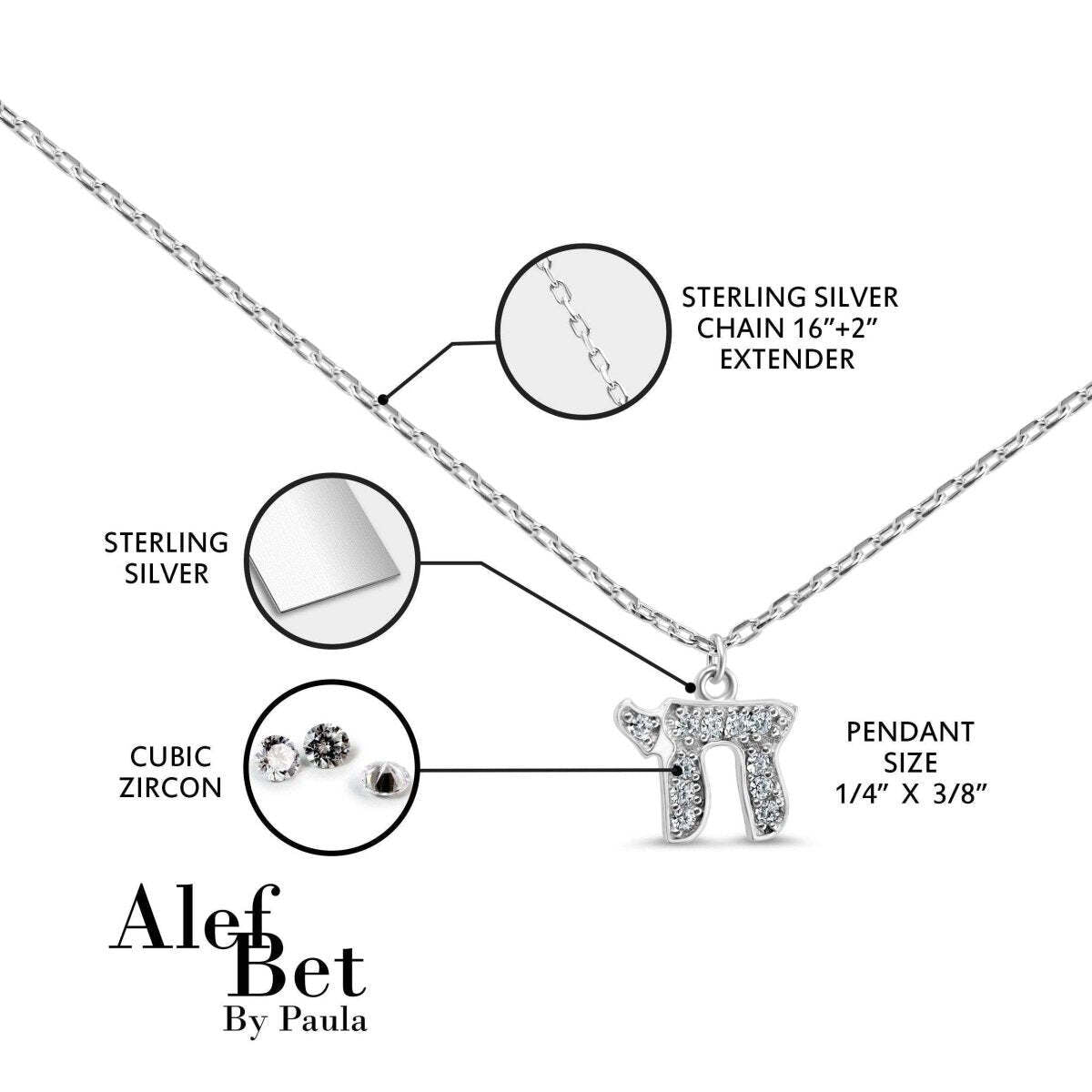 Chai Charm with Sparkling Stones in Silver for Women and Girls