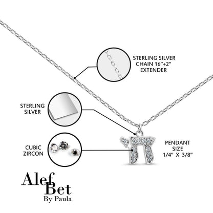 Chai Charm with Sparkling Stones in Silver for Women and Girls