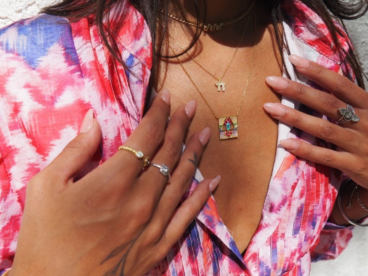 Chai Charm with Sparkling Stones in Silver for Women and Girls