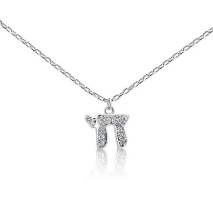Chai Charm with Sparkling Stones in Silver for Women and Girls