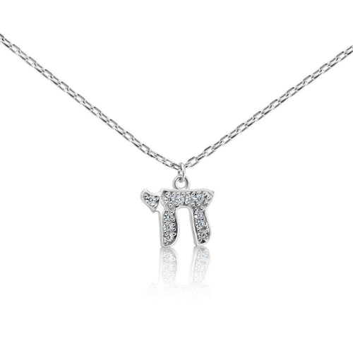 Chai Charm with Sparkling Stones in Silver for Women and Girls