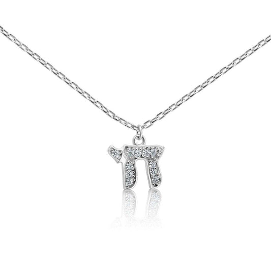 Chai Charm with Sparkling Stones in Silver for Women and Girls