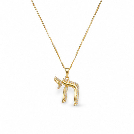 Chai Diamond Necklace in 14K Yellow Gold, brilliance you will wear forever