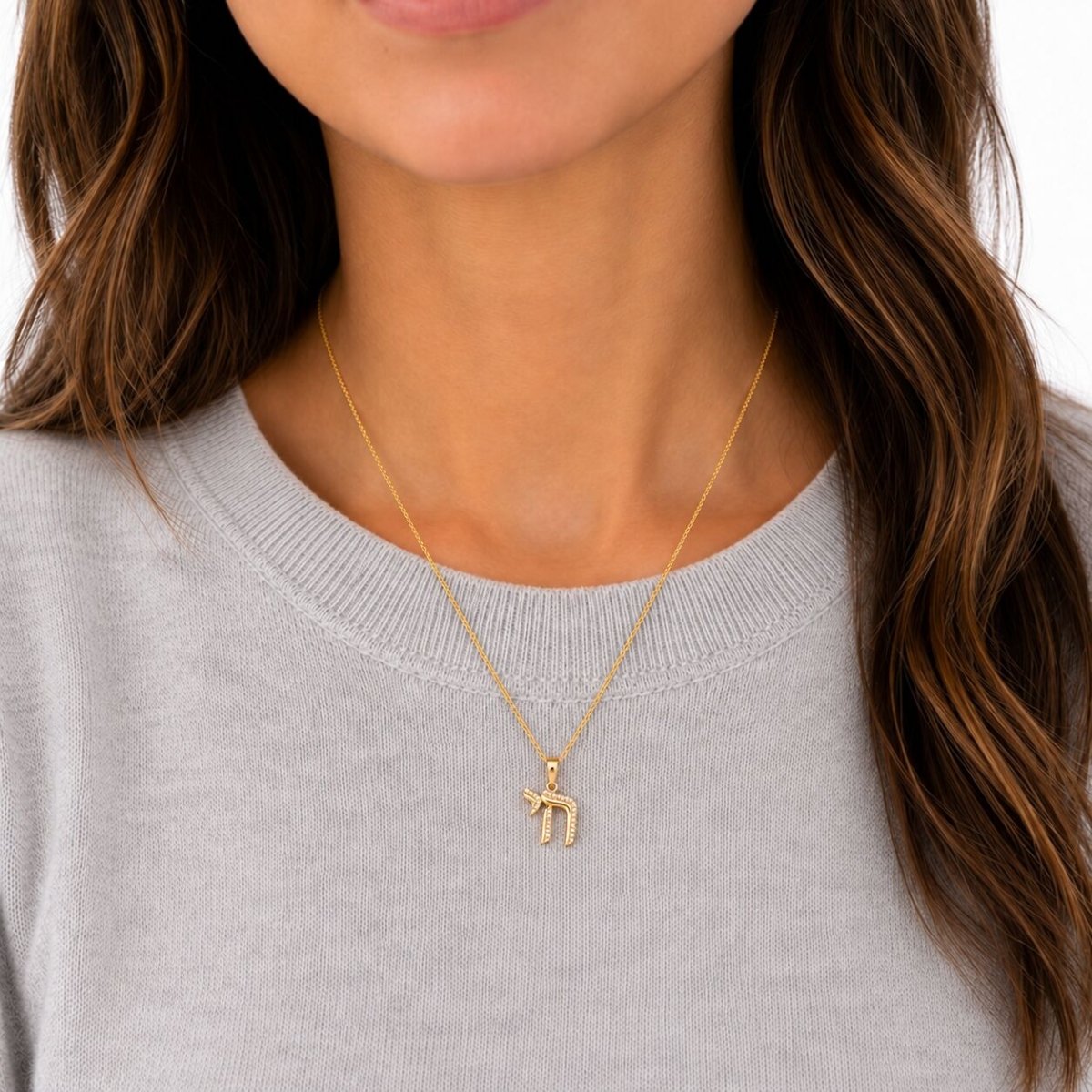 Chai Diamond Necklace in 14K Yellow Gold, brilliance you will wear forever