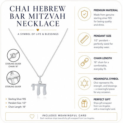 Chai Hebrew Bar Mitzvah Necklace