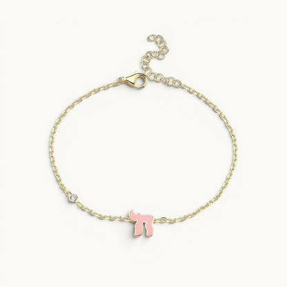 Sterling silver or 14k gold plated Hebrew Chai bracelet with sparkling pink or blue cubic zircon gemstone, celebrating life.