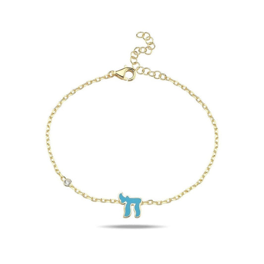 Chai Hebrew Bracelet in Pink or Blue for Girls and Women
