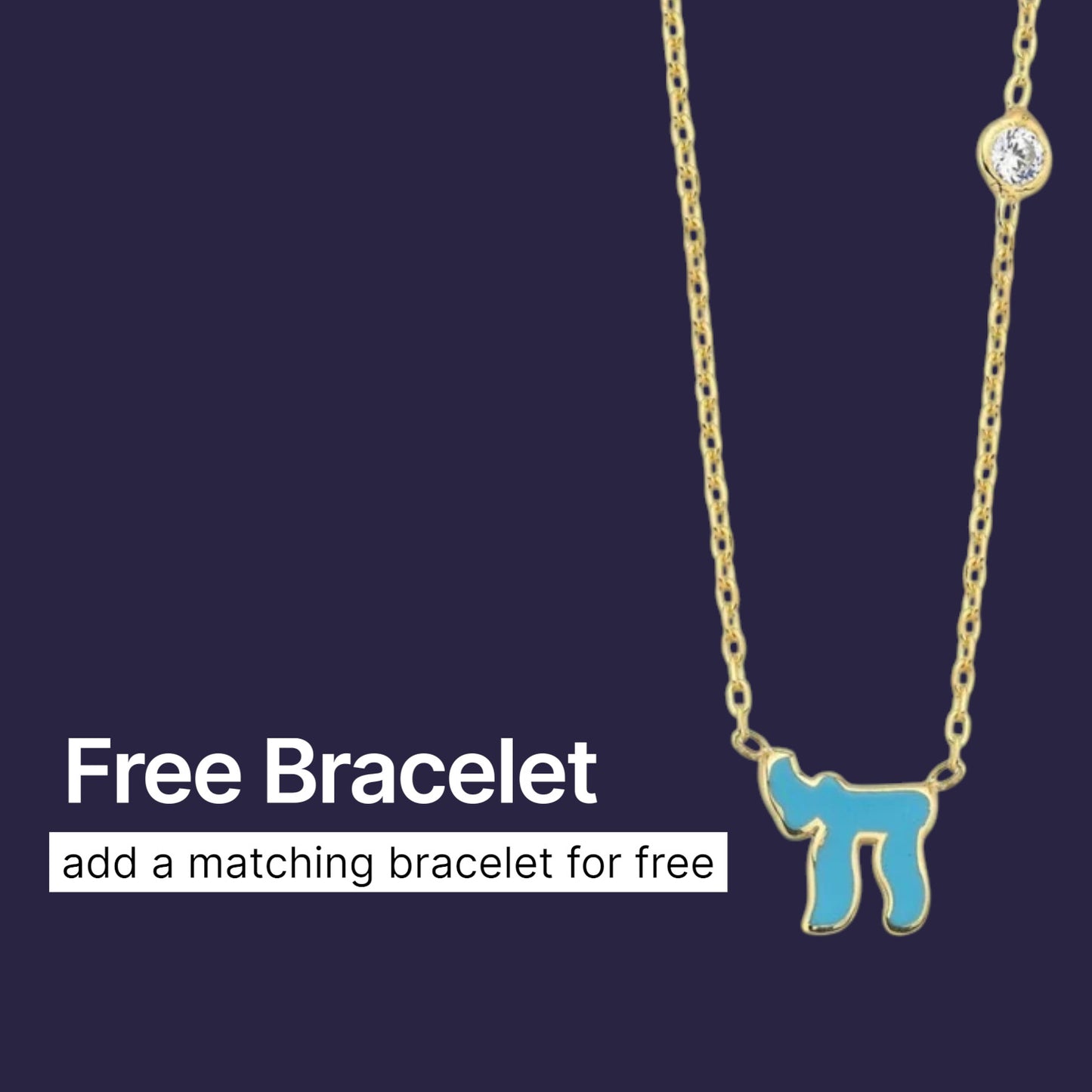 Chai Hebrew Necklace with a Sparkling Gemstone in Pink or Blue