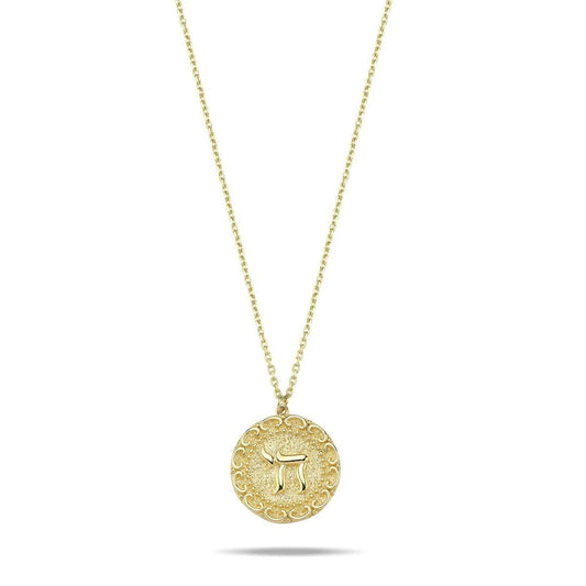 Chai Hebrew Pendant 14k Gold on Adjustable Chain | Alef Bet
