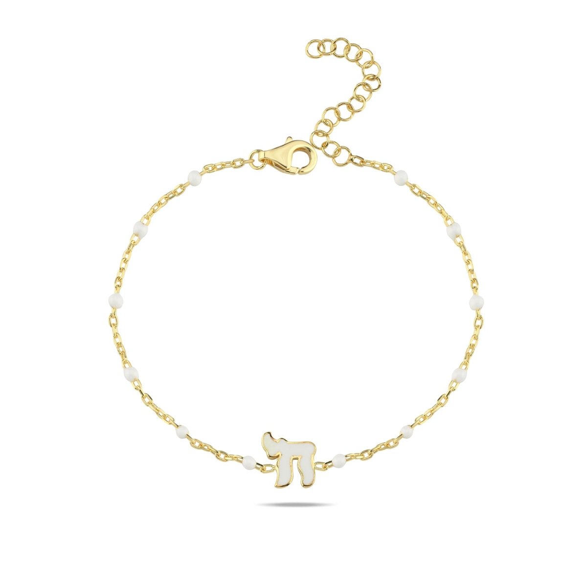Chai Jewish Bracelet in 14k Gold Plated Sterling Silver 925 with Cheerful Multicolor Enamel, Wear Your Joy Every Day