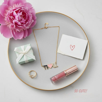 Chai Love You Necklace Gold Plated Enamel | Alef Bet