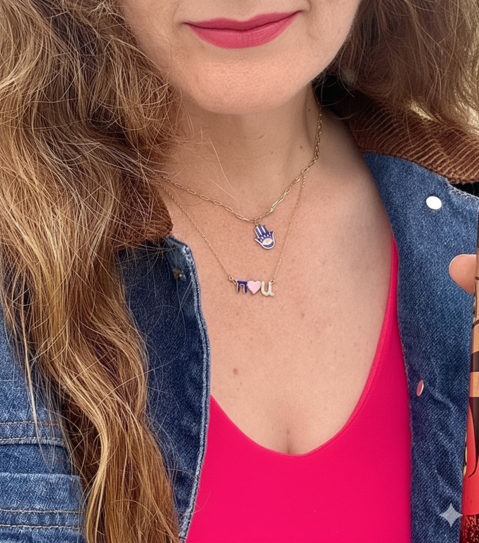 Chai Love You Necklace with Enamel and Sparkling Gemstones