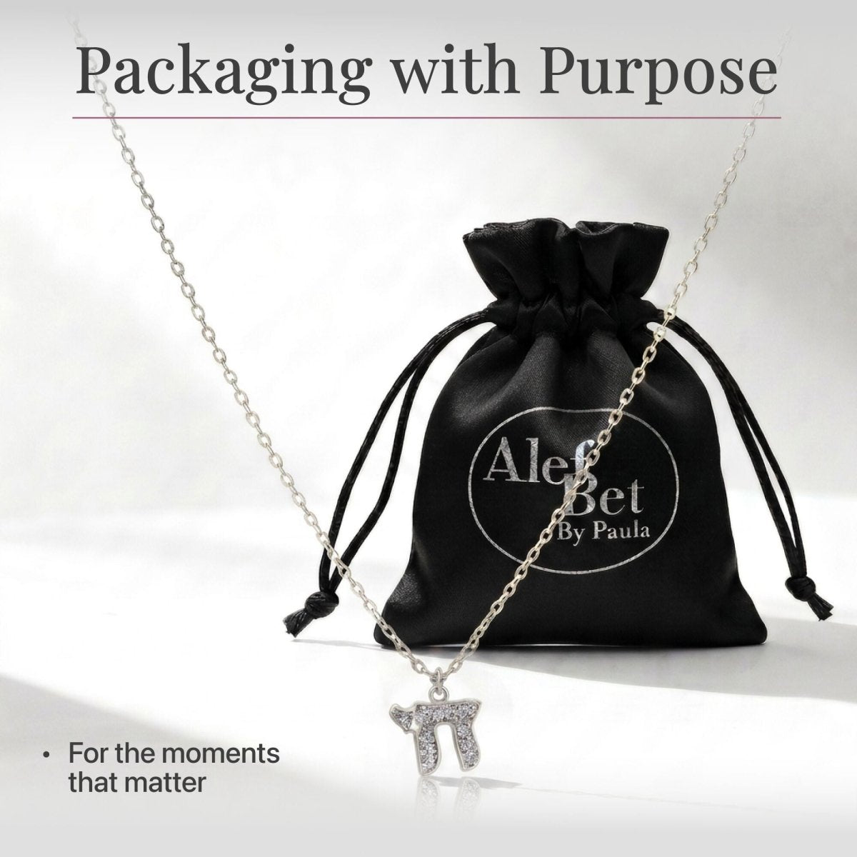 Chai Necklace in Sterling Silver 925 with Cubic Zirconia