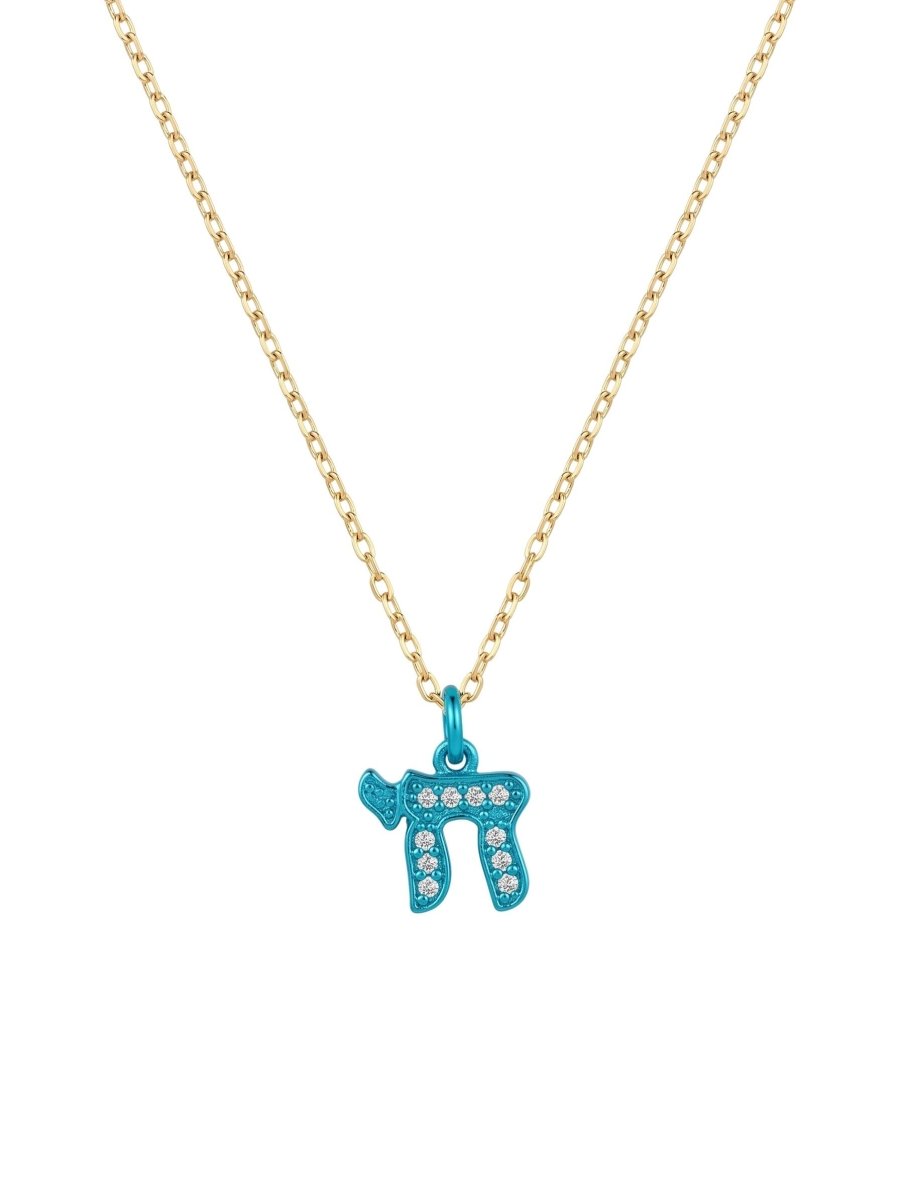 Chai Necklace in Sterling Silver 925 with Cubic Zirconia