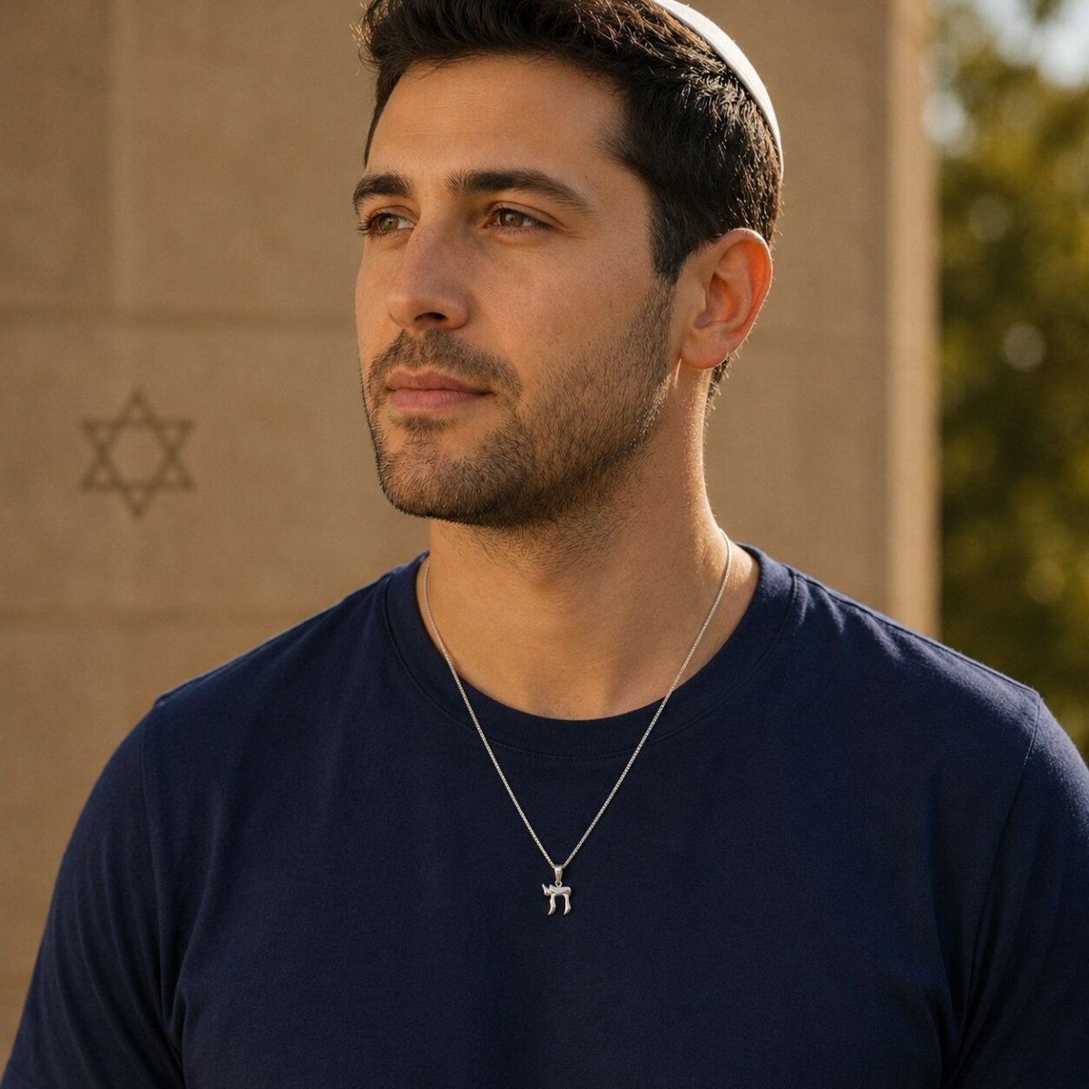 Chai Silver Necklace in Hebrew